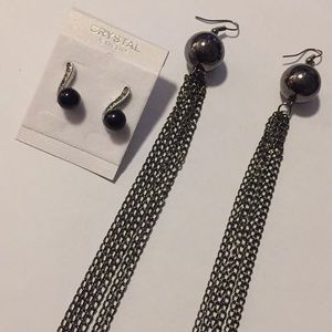 Black/Crystal Earrings & Dangly Chain Earrings